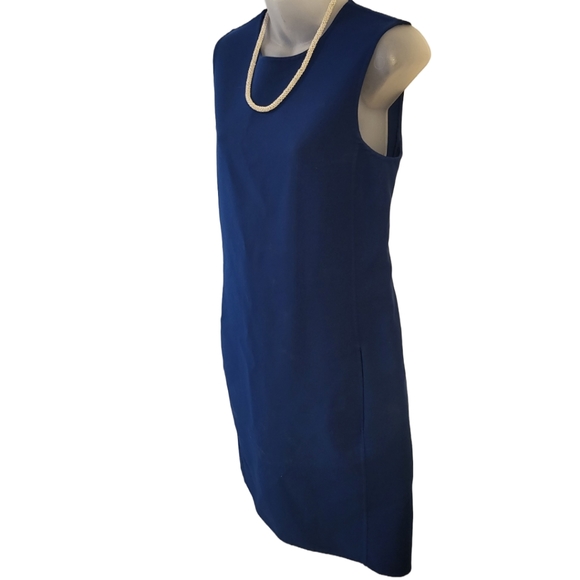Calvin Klein Collection Hi-Neck Royal Blue Midi Business Dress w/pockets in sz 8 - Picture 2 of 9